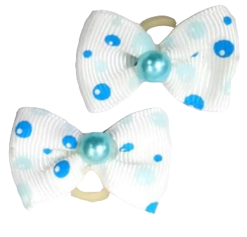 Bow Clips With Polka Dots - White